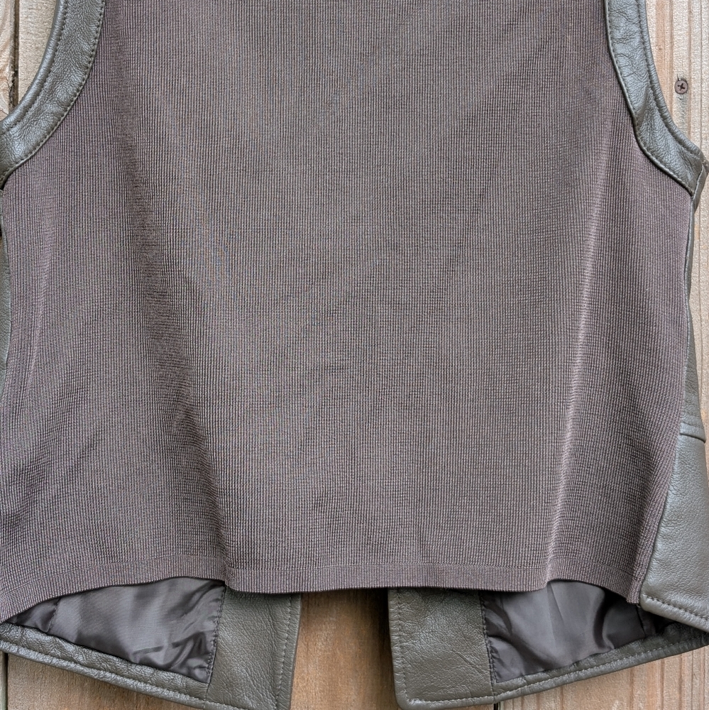 Nygard Collection Brown Leather Steampunk Style Vest Hook Closure Button Detail - Picture 12 of 14